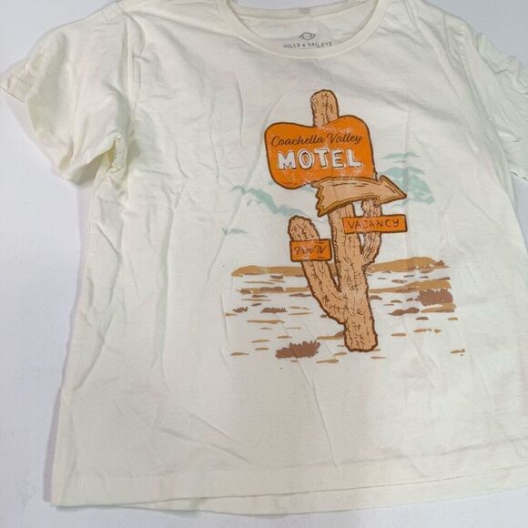 Hills & Valleys Tee Shirt Top Womens XL Coachella VAlley Motel White Short Sleev - Picture 2 of 7